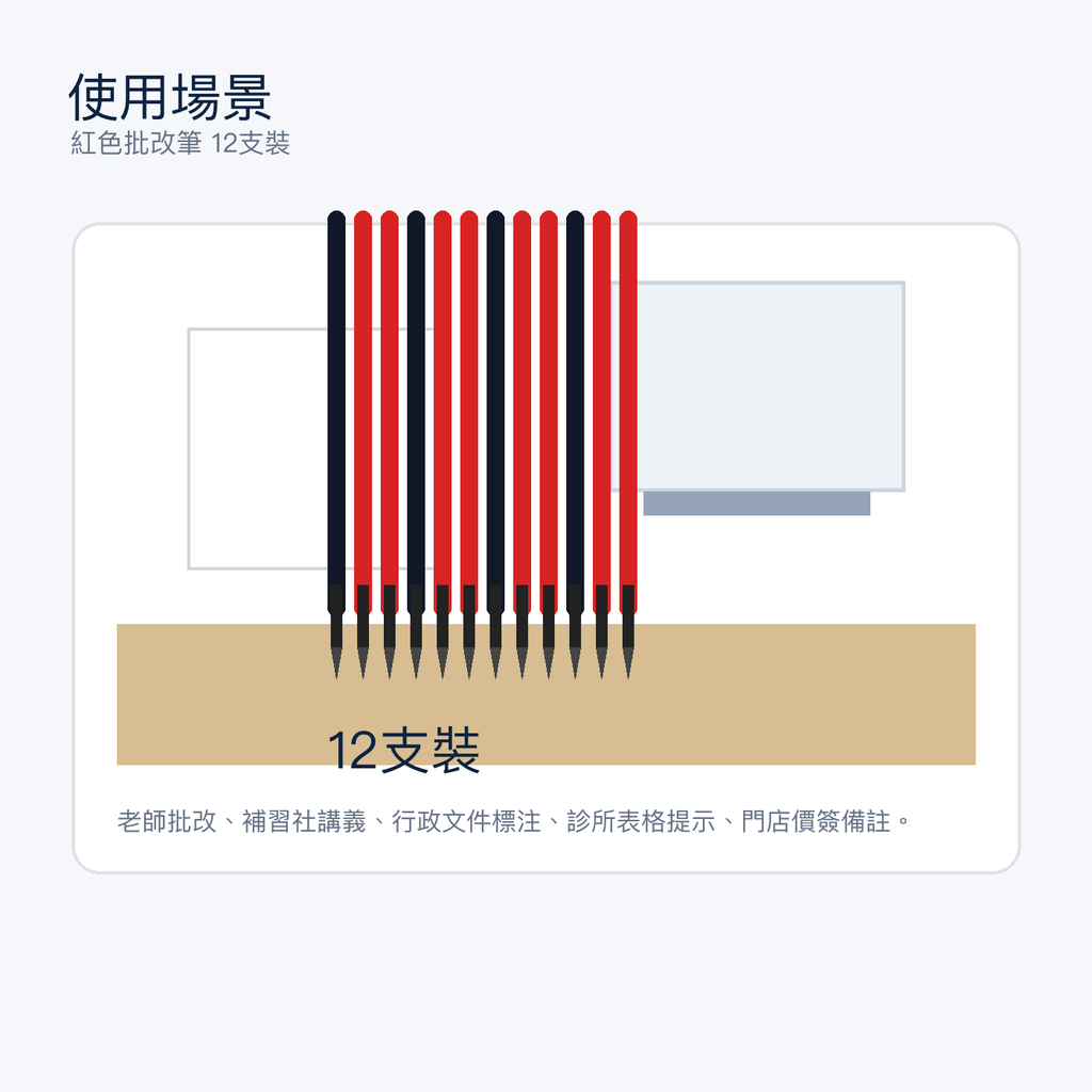 紅色批改筆 12支裝｜DKEY香港辦公用品